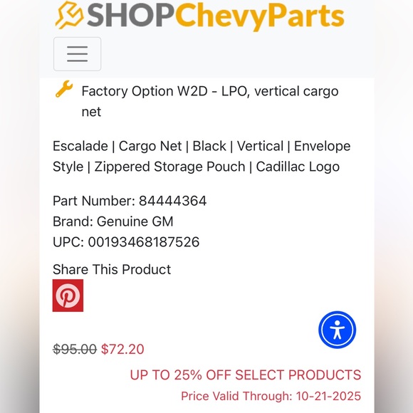 Cadillac Escalade Black Cargo Net Vertical Envelope Style zippered Storage Pouch - Picture 5 of 9